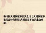 毛詩詞火樹銀花不夜天全詩（火樹銀花不夜天全詩和解釋 火樹銀花不夜天出自哪里）