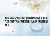 有多久沒見你 以為你在哪里歌詞（有多久沒見你以為你在哪里什么歌 演唱者是誰）