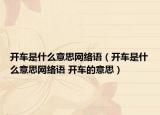 開車是什么意思網(wǎng)絡(luò)語（開車是什么意思網(wǎng)絡(luò)語 開車的意思）