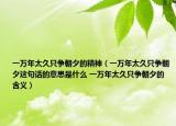 一萬年太久只爭(zhēng)朝夕的精神（一萬年太久只爭(zhēng)朝夕這句話的意思是什么 一萬年太久只爭(zhēng)朝夕的含義）