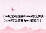 ipad已停用連接itunes怎么解決（ipad怎么讀音 ipad的簡(jiǎn)介）