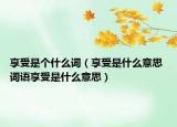 享受是個(gè)什么詞（享受是什么意思 詞語享受是什么意思）
