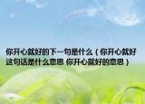 你開(kāi)心就好的下一句是什么（你開(kāi)心就好這句話是什么意思 你開(kāi)心就好的意思）