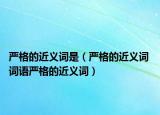 嚴格的近義詞是（嚴格的近義詞 詞語嚴格的近義詞）