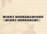 強(qiáng)壯的英文 如何用英語(yǔ)表達(dá)強(qiáng)壯的意思（強(qiáng)壯的英文 如何用英語(yǔ)表達(dá)強(qiáng)壯）