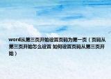 word從第三頁開始設置頁碼為第一頁（頁碼從第三頁開始怎么設置 如何設置頁碼從第三頁開始）