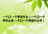 一個口 一個甲念什么（一個口一個甲怎么讀 一個口一個甲是什么字）