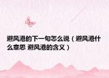 避風(fēng)港的下一句怎么說（避風(fēng)港什么意思 避風(fēng)港的含義）