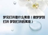 夢見打井是什么寓意（做夢夢到打井 夢到打井的寓意）