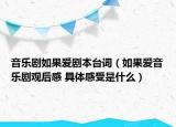 音樂劇如果愛劇本臺詞（如果愛音樂劇觀后感 具體感受是什么）