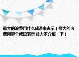 最大的浪費(fèi)用什么成語來表示（最大的浪費(fèi)用哪個成語表示 給大家介紹一下）