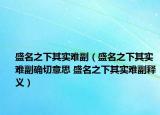 盛名之下其實難副（盛名之下其實難副確切意思 盛名之下其實難副釋義）