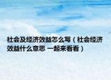 社會及經(jīng)濟(jì)效益怎么寫（社會經(jīng)濟(jì)效益什么意思 一起來看看）
