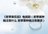 《星蘋果樂(lè)園》電視?。ㄐ翘O果種植注意什么 星蘋果種植注意事項(xiàng)）