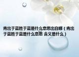 青出于藍(lán)勝于藍(lán)是什么意思出自哪（青出于藍(lán)勝于藍(lán)是什么意思 含義是什么）