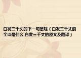 白發(fā)三千丈的下一句是啥（白發(fā)三千丈的全詩是什么 白發(fā)三千丈的原文及翻譯）