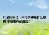 什么叫午馬（午馬事件是什么意思 午馬事件的解釋）