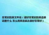 非常好的英文咋說（很好非常好的英語單詞是什么 怎么用英語表達很好非常好）