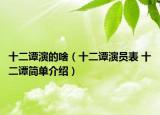 十二譚演的啥（十二譚演員表 十二譚簡單介紹）