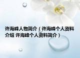 許海峰人物簡(jiǎn)介（許海峰個(gè)人資料介紹 許海峰個(gè)人資料簡(jiǎn)介）