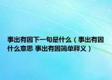 事出有因下一句是什么（事出有因什么意思 事出有因簡單釋義）