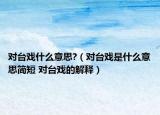對臺戲什么意思?（對臺戲是什么意思簡短 對臺戲的解釋）