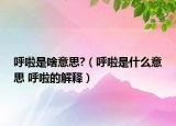 呼啦是啥意思?（呼啦是什么意思 呼啦的解釋）