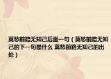 莫愁前路無(wú)知己后面一句（莫愁前路無(wú)知己的下一句是什么 莫愁前路無(wú)知己的出處）
