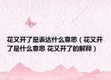 花又開了是表達什么意思（花又開了是什么意思 花又開了的解釋）