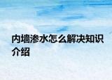 內(nèi)墻滲水怎么解決知識介紹