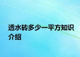 透水磚多少一平方知識介紹
