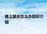 樓上漏水怎么辦知識介紹