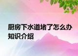 廚房下水道堵了怎么辦知識介紹
