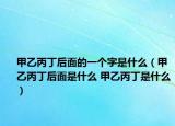 甲乙丙丁后面的一個(gè)字是什么（甲乙丙丁后面是什么 甲乙丙丁是什么）