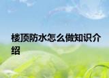樓頂防水怎么做知識介紹
