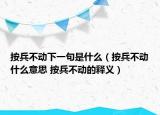 按兵不動(dòng)下一句是什么（按兵不動(dòng)什么意思 按兵不動(dòng)的釋義）