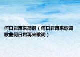何日君再來簡譜（何日君再來歌詞 歌曲何日君再來歌詞）