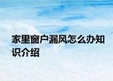家里窗戶漏風(fēng)怎么辦知識介紹