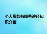 個(gè)人貸款有哪些途徑知識(shí)介紹