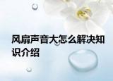 風扇聲音大怎么解決知識介紹