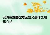 交流接觸器型號及含義是什么知識介紹