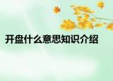 開(kāi)盤什么意思知識(shí)介紹