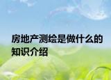房地產(chǎn)測(cè)繪是做什么的知識(shí)介紹