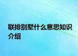 聯(lián)排別墅什么意思知識介紹
