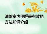 清除室內(nèi)甲醛最有效的方法知識介紹