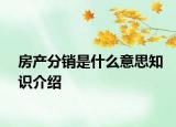 房產(chǎn)分銷是什么意思知識介紹