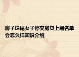 房子爛尾女子停交房貸上黑名單會(huì)怎么樣知識(shí)介紹