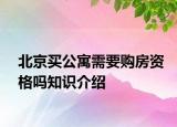 北京買公寓需要購房資格嗎知識(shí)介紹