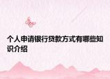 個(gè)人申請(qǐng)銀行貸款方式有哪些知識(shí)介紹