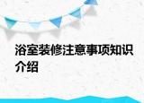 浴室裝修注意事項(xiàng)知識(shí)介紹